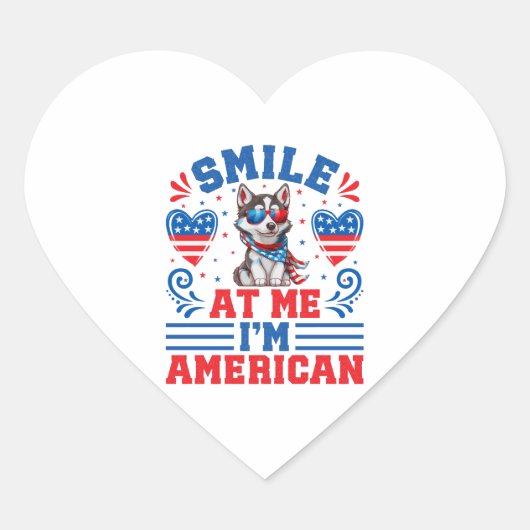 7月4日のシベリア・ハスキー犬 ハートシール (正面)