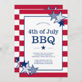 7月4日のスターとストライプ愛国モダン的BBQ 招待状 (正面/裏面)