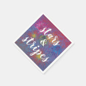 7月4日のスターとストライプ愛国花火 スタンダードカクテルナプキン (角)