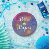7月4日のスターとストライプ愛国花火 ペーパープレート (パーティー)
