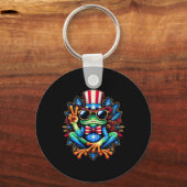 7月4日のタイダイのカエルの平和サインHippie キーホルダー (正面)