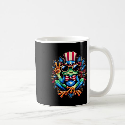7月4日のタイダイのカエルの平和サインHippie コーヒーマグカップ (右)