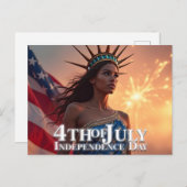 7月4日のデザイン – 花火と自由 シーズンポストカード (正面/裏面)