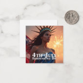 7月4日のデザイン – 花火と自由 ノートカード (正面/裏面インサイチュ)