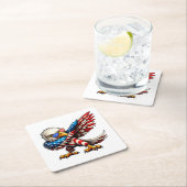 7月4日のハゲ・イーグル・アメリカ国旗 スクエアペーパーコースター (インサイチュ)