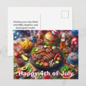 7月4日のハッピーBBQポストカード ポストカード (正面/裏面)