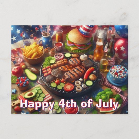 7月4日のハッピーBBQポストカード ポストカード (正面)