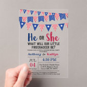 7月4日のバンティング旗のジェンダーがパーティー アクリル招待状 (インサイチュ (ポータブル))