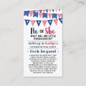 7月4日のバンティング旗のジェンダーがパーティー エンクロージャーカード (正面)