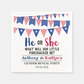 7月4日のバンティング旗のジェンダーがパーティー スタンダードカクテルナプキン (正面)