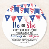 7月4日のバンティング旗のジェンダーがパーティー ラウンドペーパーコースター (正面)