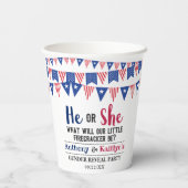 7月4日のバンティング旗のジェンダーがパーティー 紙コップ (裏面)