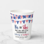 7月4日のバンティング旗のジェンダーがパーティー 紙コップ (正面)