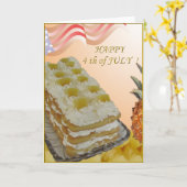 7月4日のパイナップルケーキとレセプション カード (黄色い花)