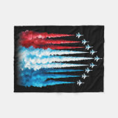 7月4日のパトリオットのジェット戦闘機アメリカ国旗 フリースブランケット (正面(横))