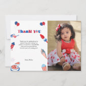 7月4日のパトロチックな日の誕生日サンキューカード 案内状 (正面)