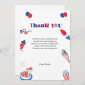 7月4日のパトロチックな日の誕生日サンキューカード 案内状 (正面/裏面)