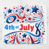 7月4日のパーティーラベル | アメリカの星とストライプ スパークリングワインラベル (シングルラベル)