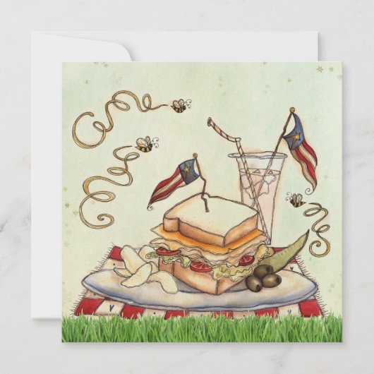 7月4日のピクニックのお誘いです 招待状 (正面)