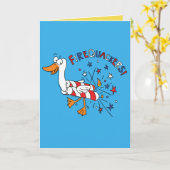 7月4日のフィレッカー・ダック・グリーテおもしろいィング・カード カード (黄色い花)