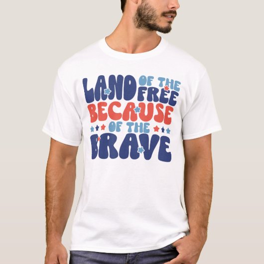 7月4日のフリーの土地…タイポグラフィ Tシャツ (正面)