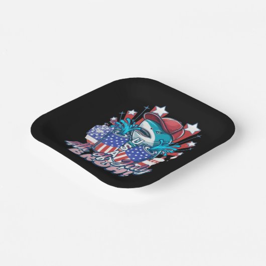 7月4日のブルーシャーク ペーパープレート (傾斜あり)