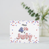 7月4日のホイルバルーンのスターストライプズ – はがき (スタンド正面)