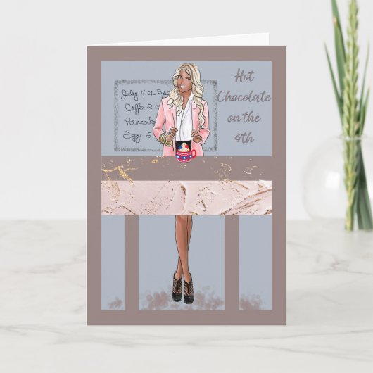 7月4日のホットチョコレート招待状 サンキューカード (正面)