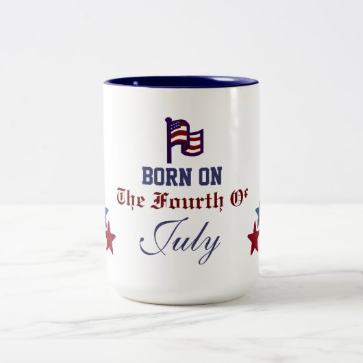 7月4日のマグで生まれて下さい ツートーンマグカップ (中央)