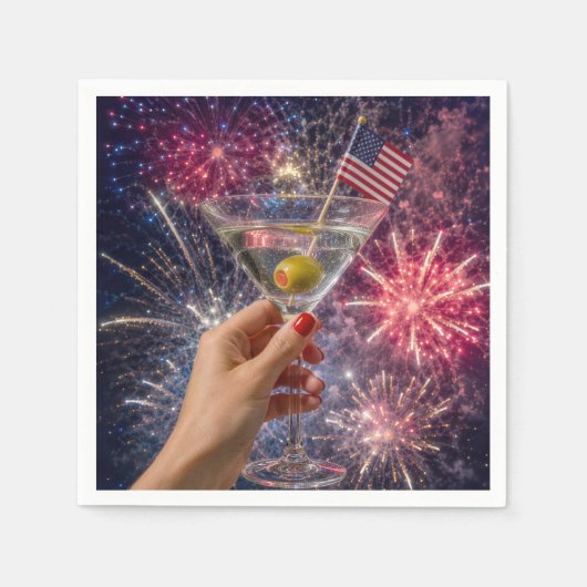 7月4日のマティーニの乾杯 スタンダードカクテルナプキン (正面)