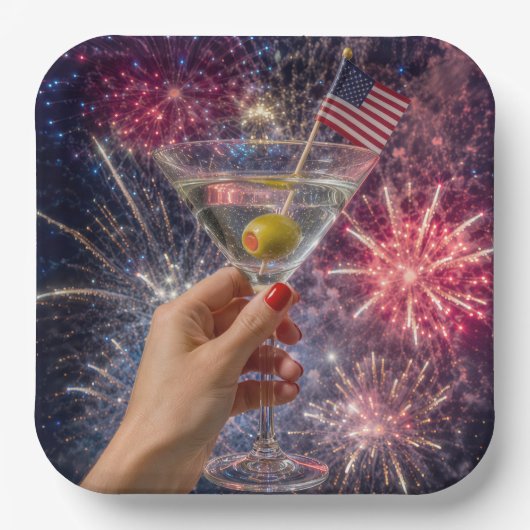 7月4日のマティーニの乾杯 ペーパープレート (正面)