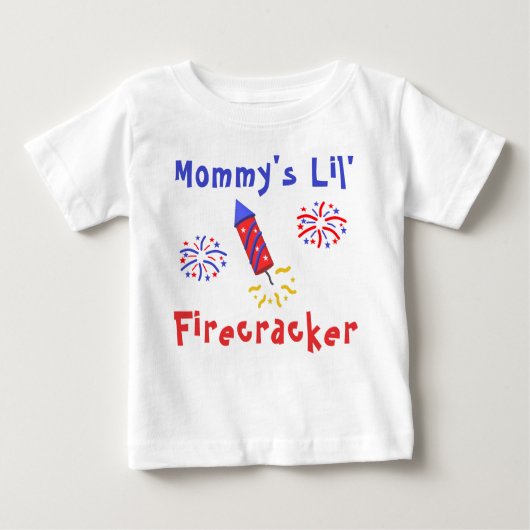 7月4日のママのLil'Firecrcker ベビーTシャツ (正面)