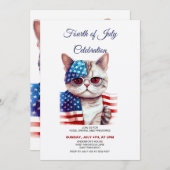 7月4日のメガネ入り招待状 セーブザデート (正面/裏面)