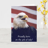 7月4日のワシと国旗 カード (黄色い花)