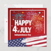 7月4日の休日の独立記念日のパーソナライズ 招待状 (正面/裏面)