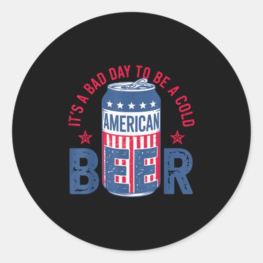 7月4日の冷たいビールが悪い ラウンドシール (正面)