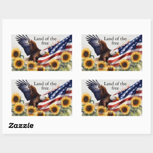 7月4日の勇敢な空の地 長方形シール (シート)