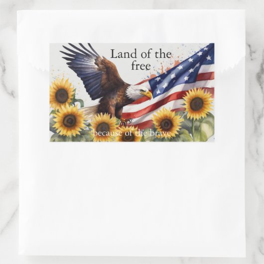 7月4日の勇敢な空の地 長方形シール (バッグ)