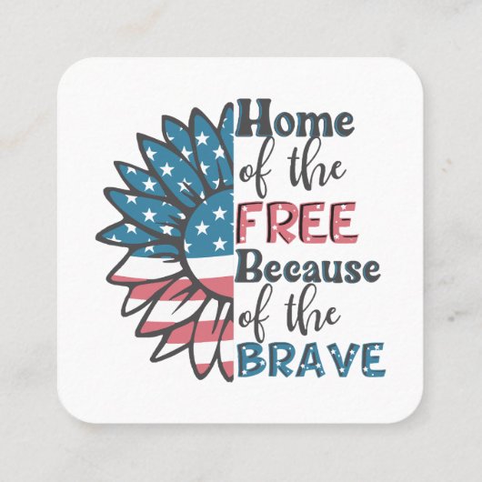 7月4日の勇敢のために無料のホーム スクエア名刺 (裏面)