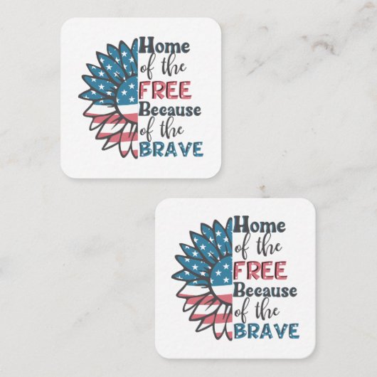 7月4日の勇敢のために無料のホーム スクエア名刺 (正面/裏面)
