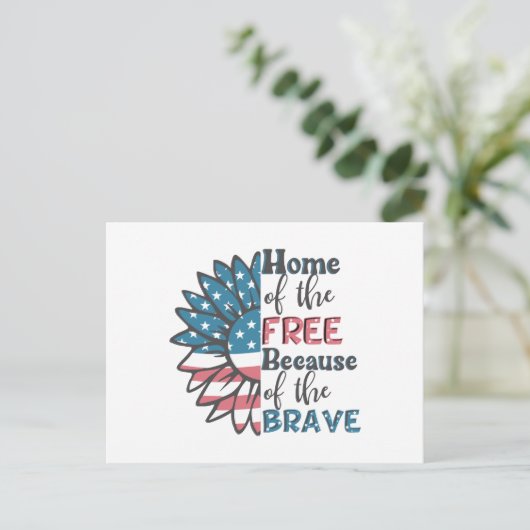 7月4日の勇敢のために無料のホーム ポストカード (スタンド正面)