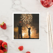 7月4日の国旗と花火 スタンダードカクテルナプキン (インサイチュ)