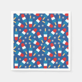 7月4日の夏の愛国的なポップス スタンダードカクテルナプキン