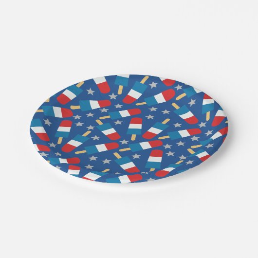 7月4日の夏の愛国的なポップス ペーパープレート (アングル)