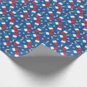 7月4日の夏の愛国的なポップス ラッピングペーパー (角)