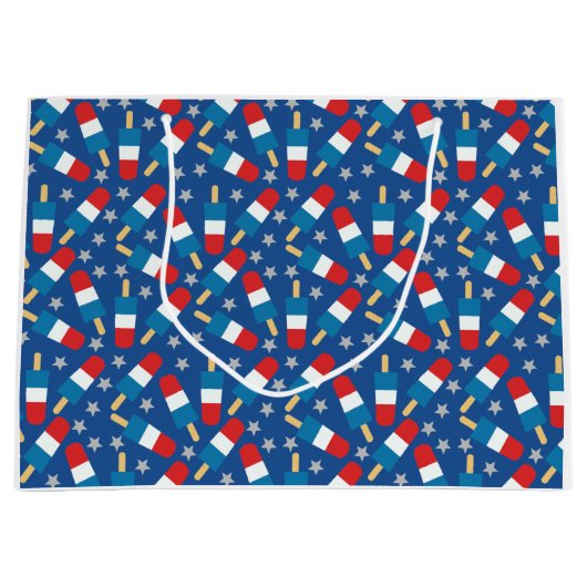 7月4日の夏の愛国的なポップス ラージペーパーバッグ (正面)