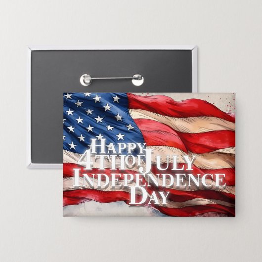 7月4日の幸せ – 独立記念日 缶バッジ (正面/裏面)