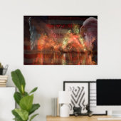 7月4日の幸せ – 花火大会のワシと彫像 ポスター (ホームオフィス)