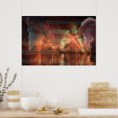 7月4日の幸せ – 花火大会のワシと彫像 ポスター (キッチン)