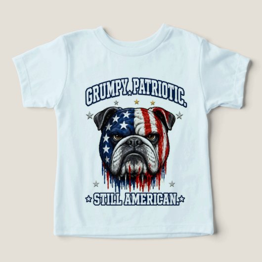 7月4日の怒った愛国ブルドッグTシャツ (デザイン正面)